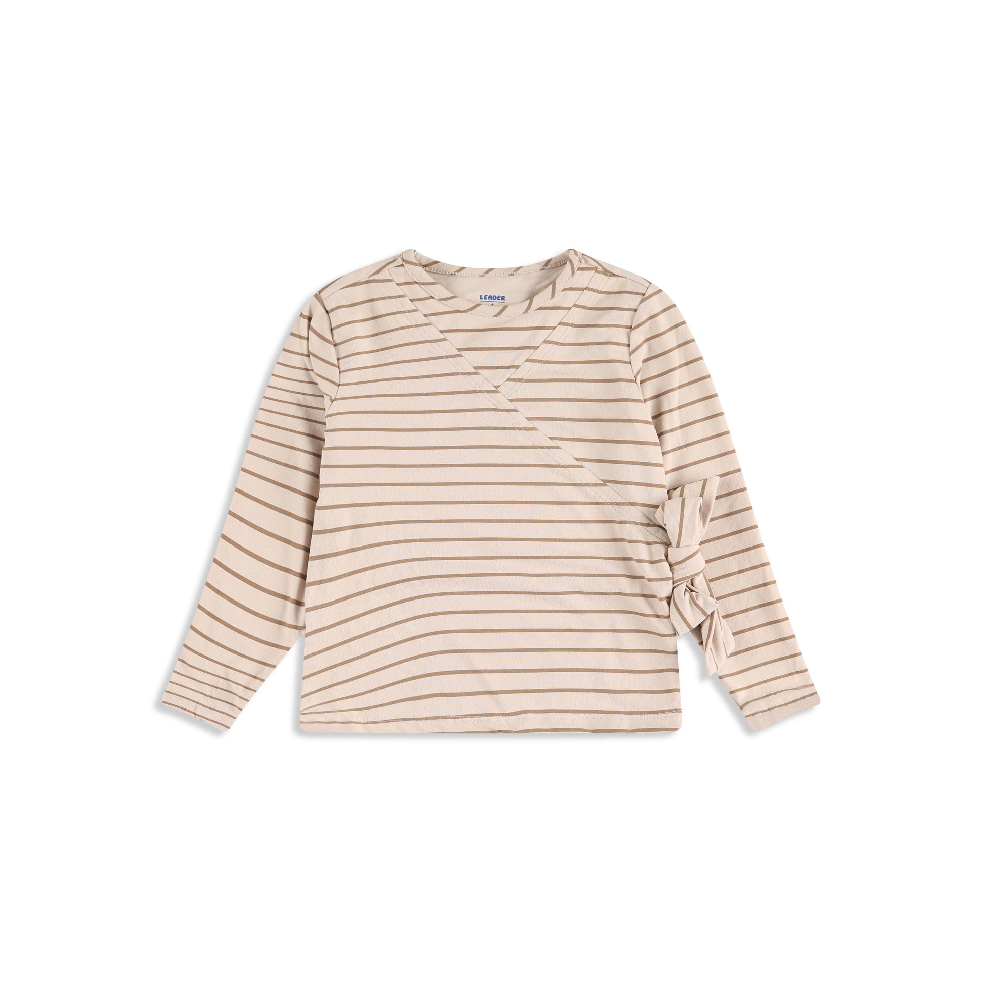 Striped Wrap Hem Tee 005 Brown / 16