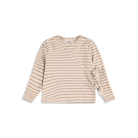 Striped Wrap Hem Tee 005 Brown / 16
