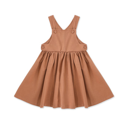Cord Jumper Skirt with Button Straps 009 Brown / 12