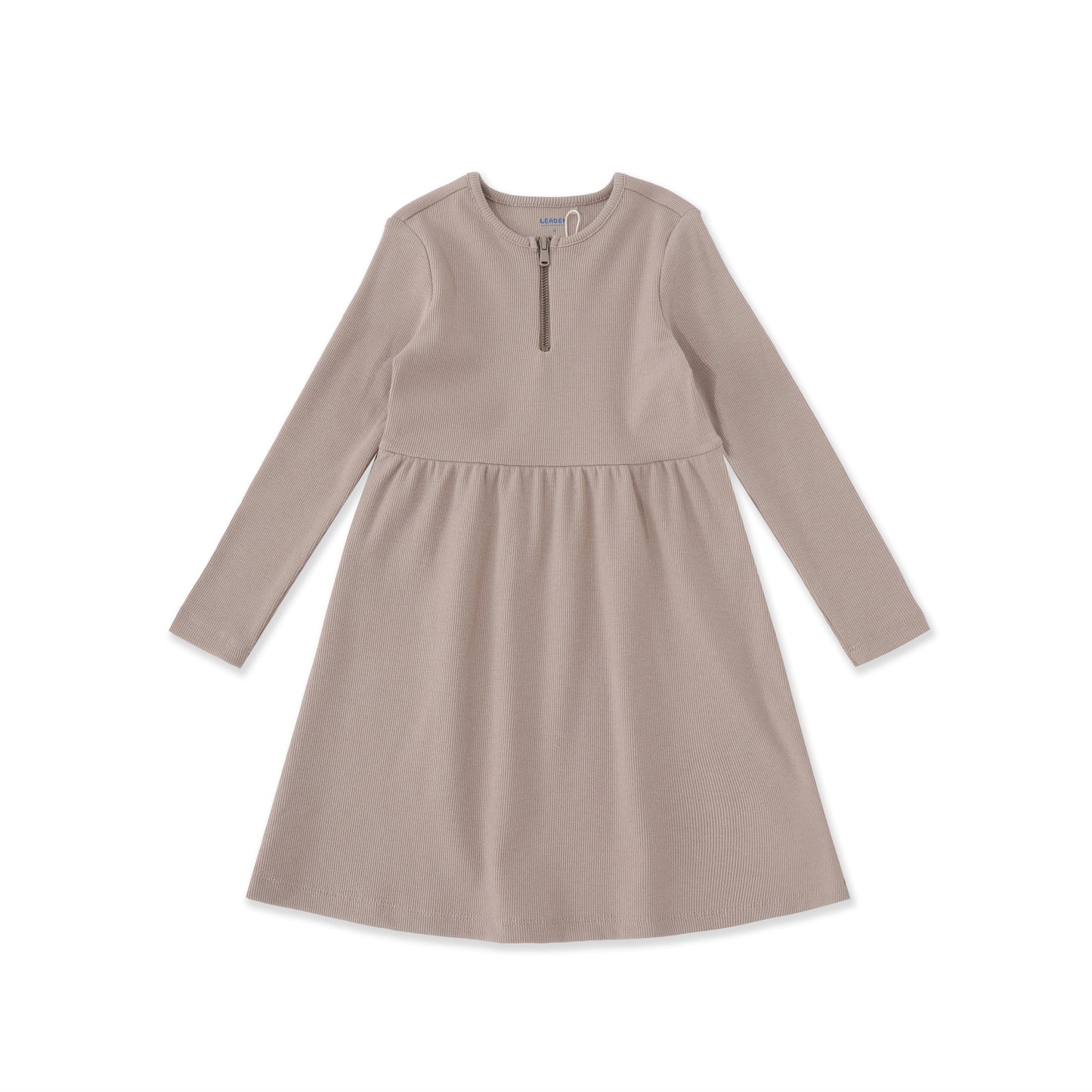 Gathered Waist Ribbed Dress 018 Beige / 12