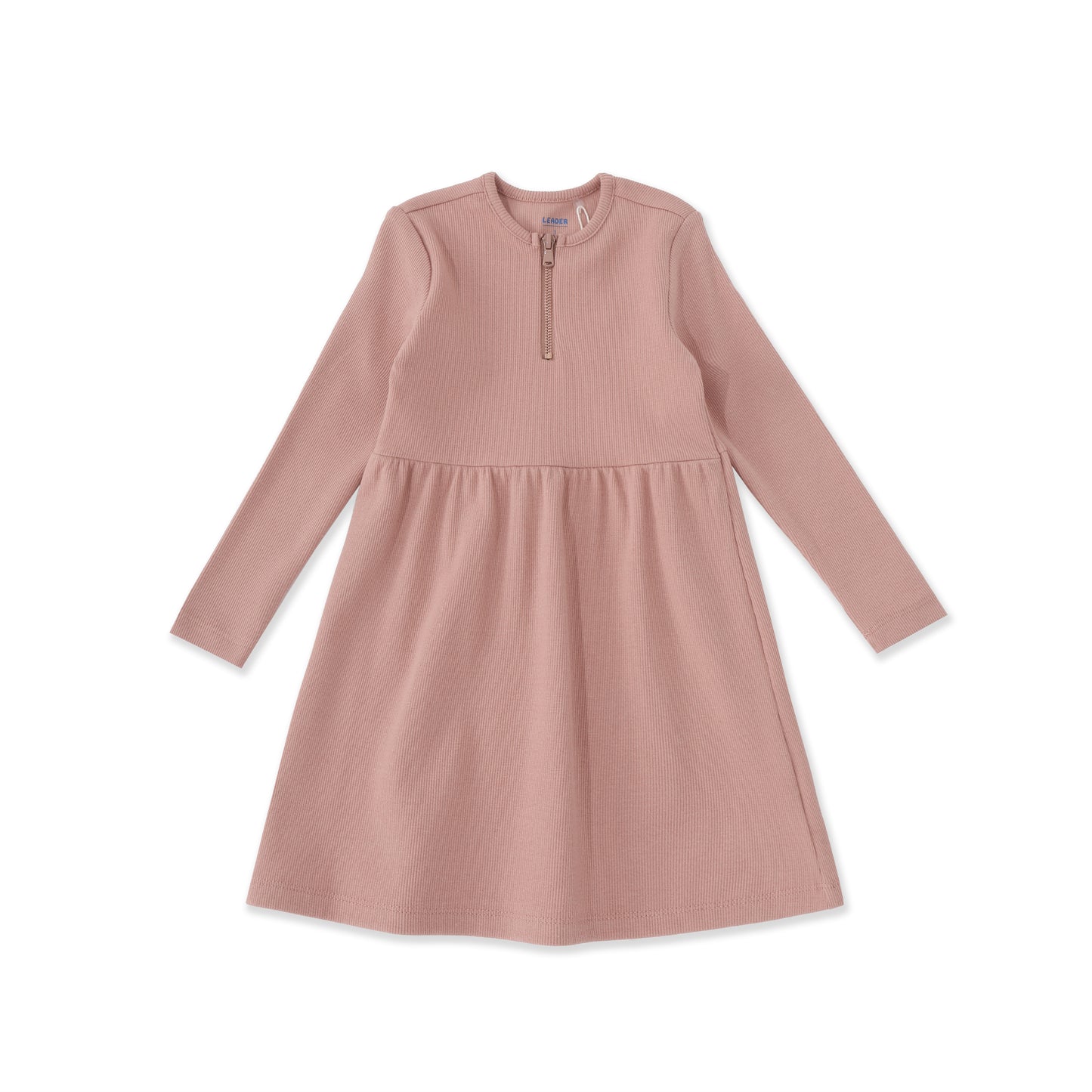 Gathered Waist Ribbed Dress 018 Peach / 12