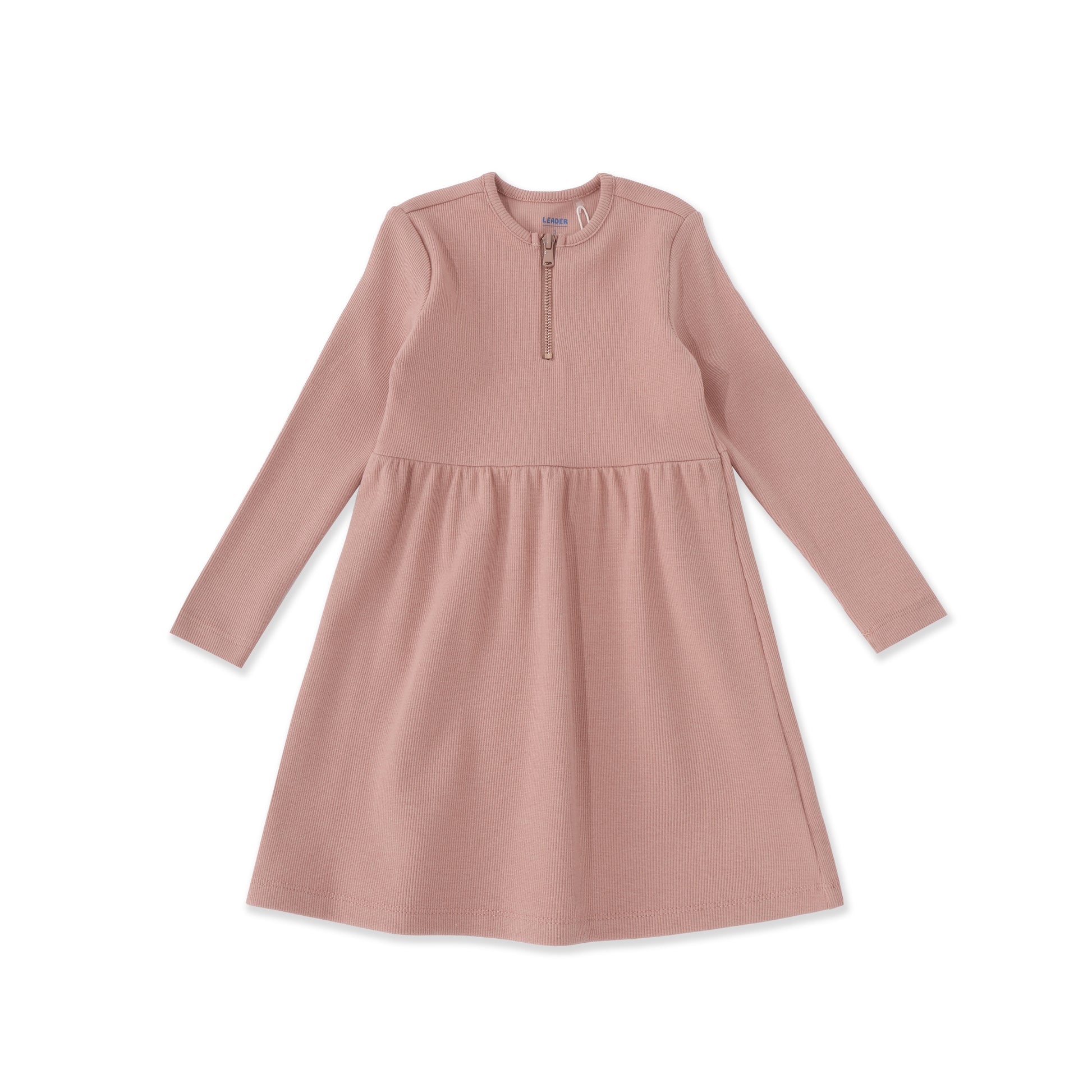 Gathered Waist Ribbed Dress 018 Peach / 12
