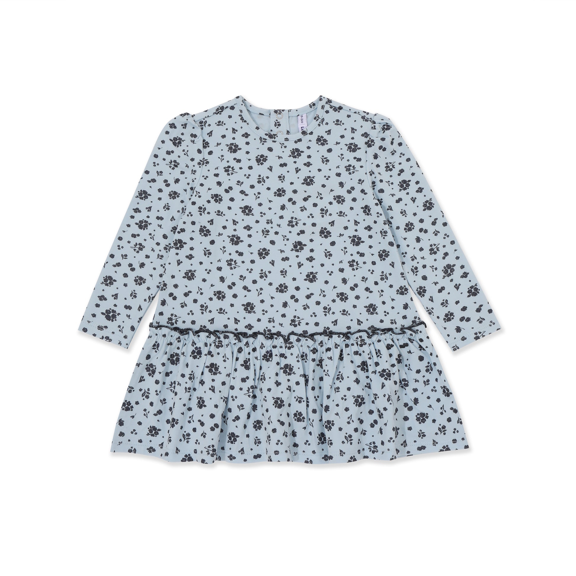 Baby Flounce Hem Printed Dress 027 Blue / 182