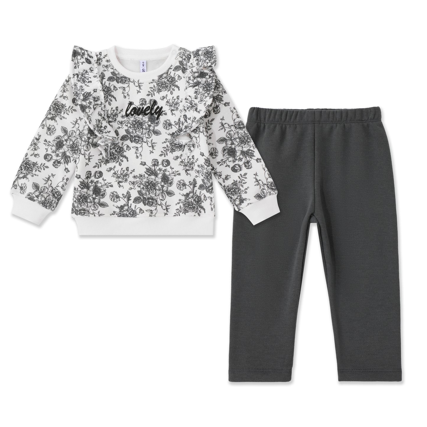 Fleece Floral baby set 034 Grey / 612