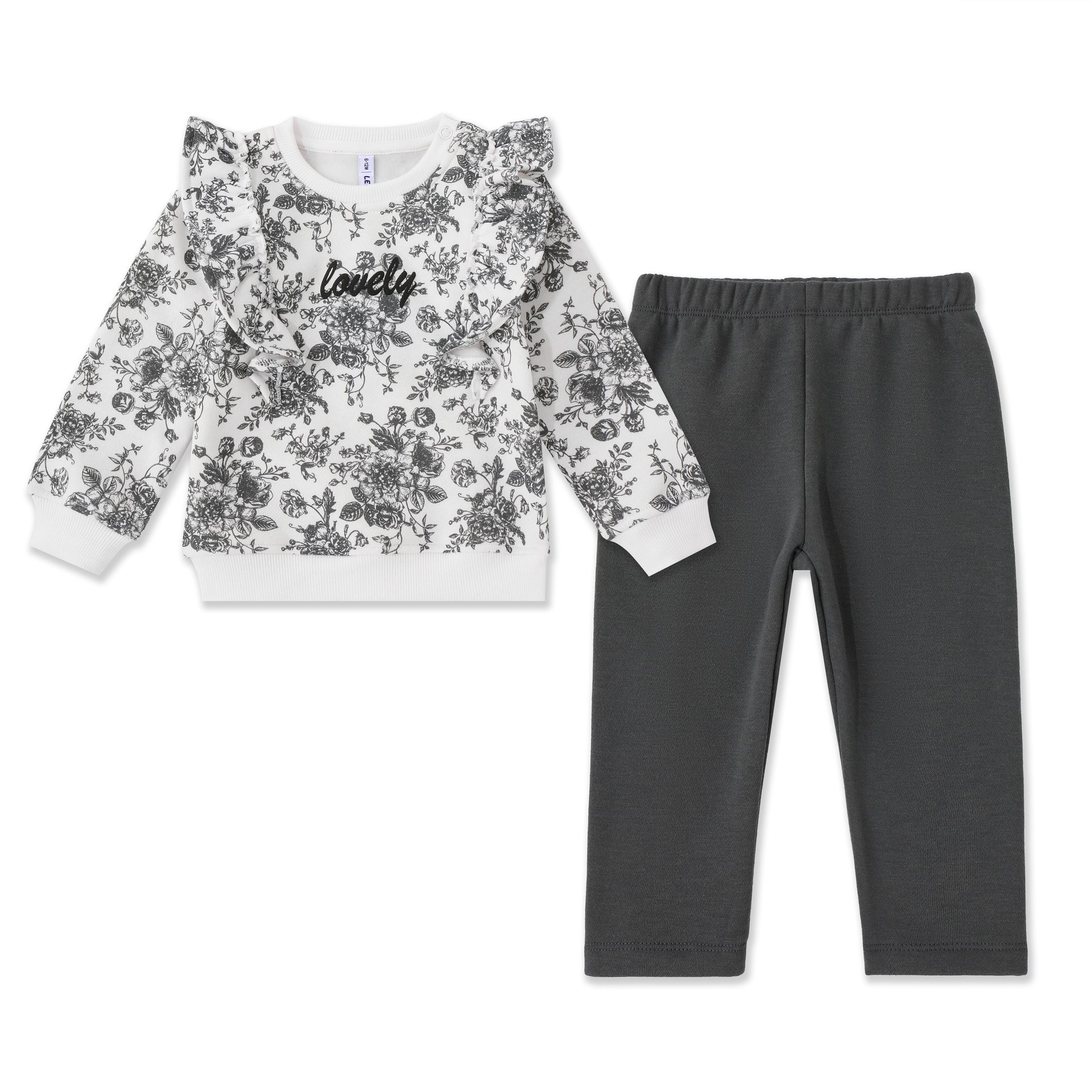 Fleece Floral baby set 034 Grey / 612