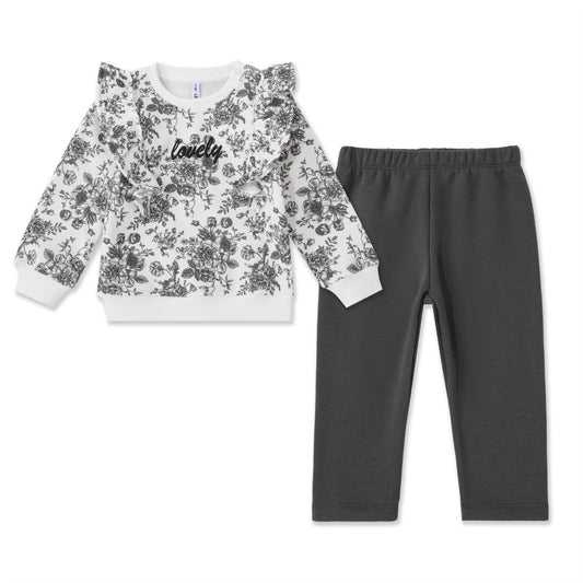 Fleece Floral baby set 034 Grey / 612