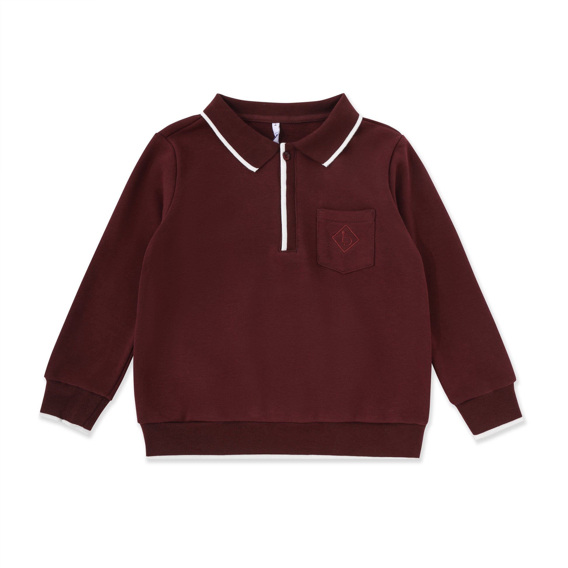 Flat Rib Polo Top 045 Maroon / 14