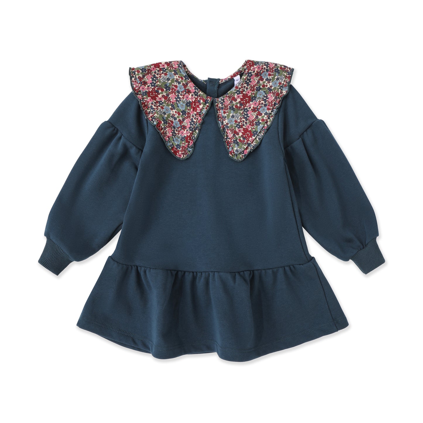 Drop Waist Printed Collar Dress 048 Teal / 14