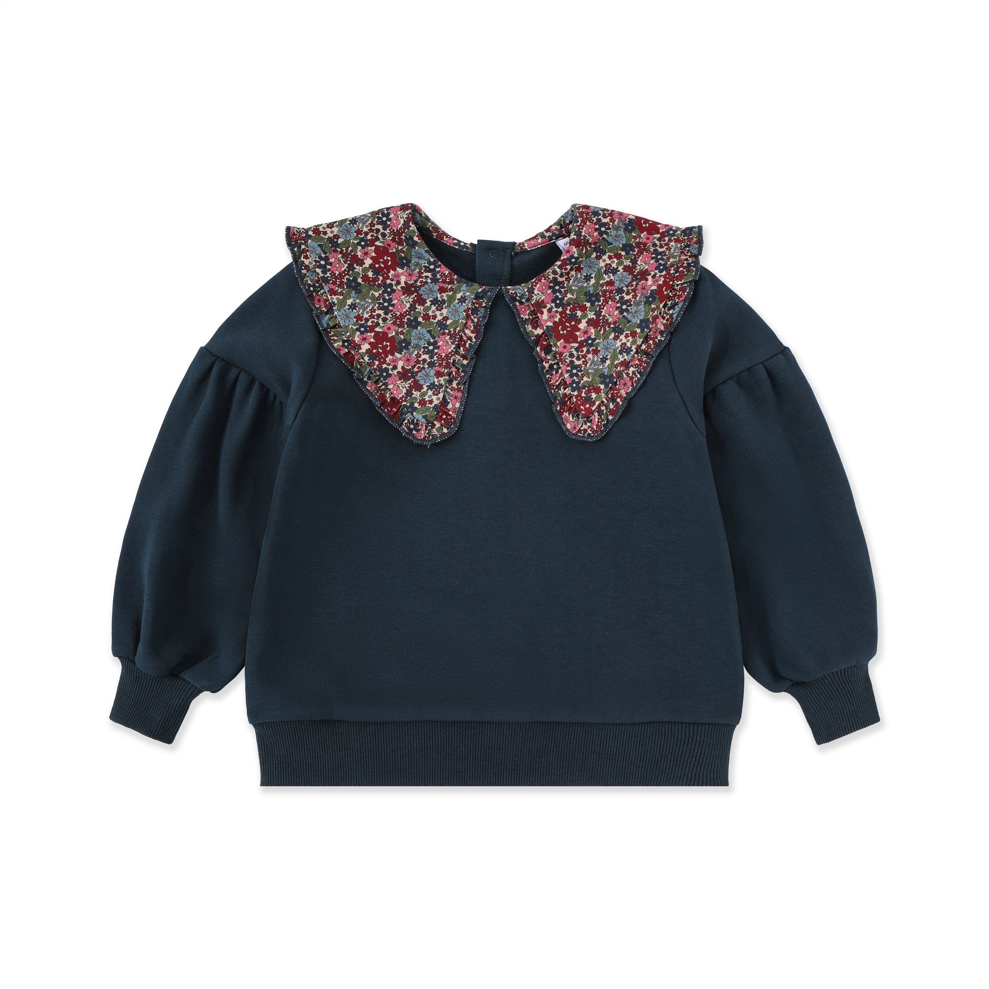Printed Collar Sweatshirt 049 Teal / 12