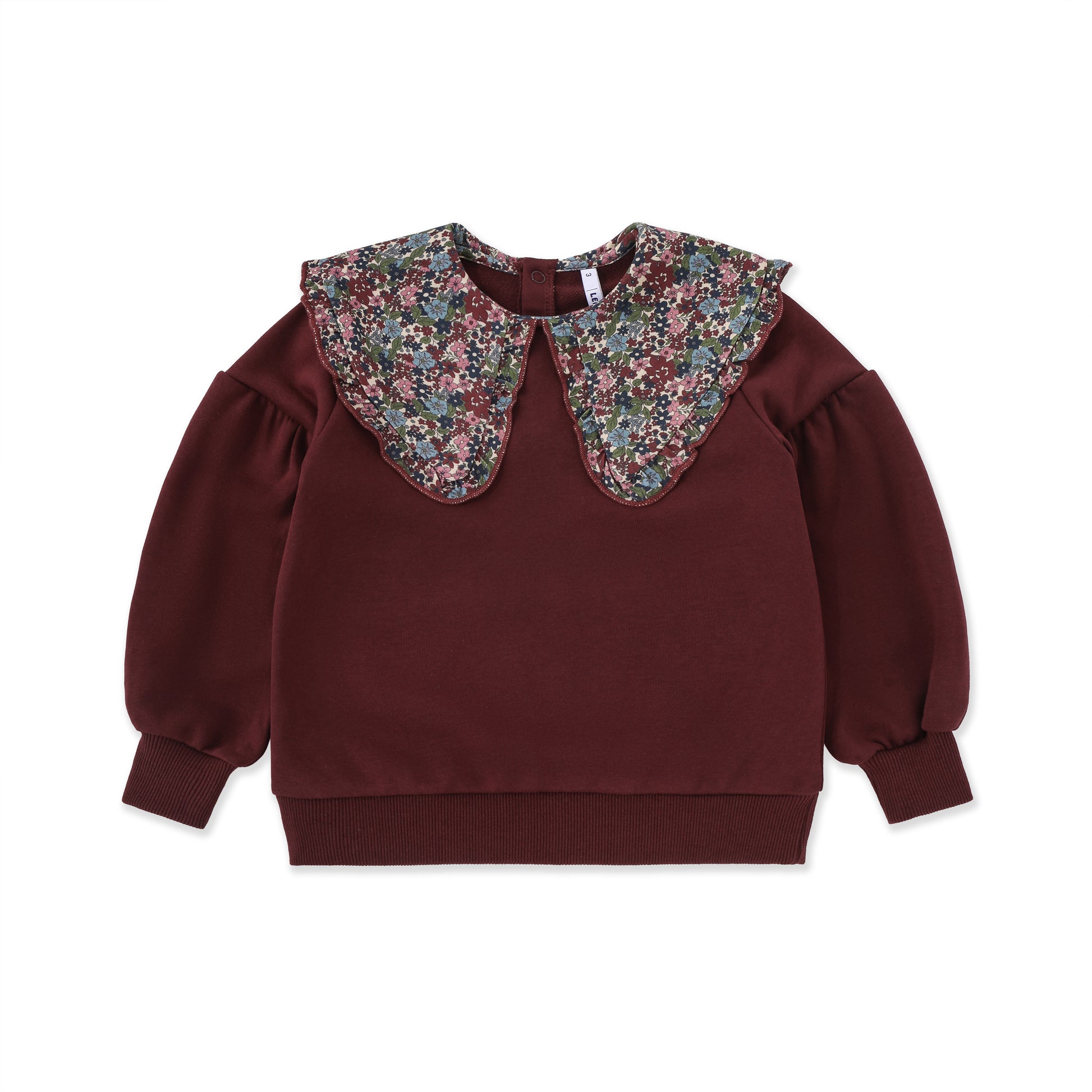 Printed Collar Sweatshirt 049 Maroon / 12