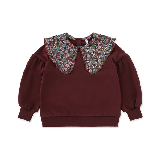 Printed Collar Sweatshirt 049 Maroon / 12