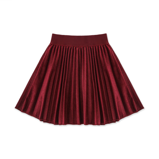 Cord Pleated Skirt 050 Maroon / 8