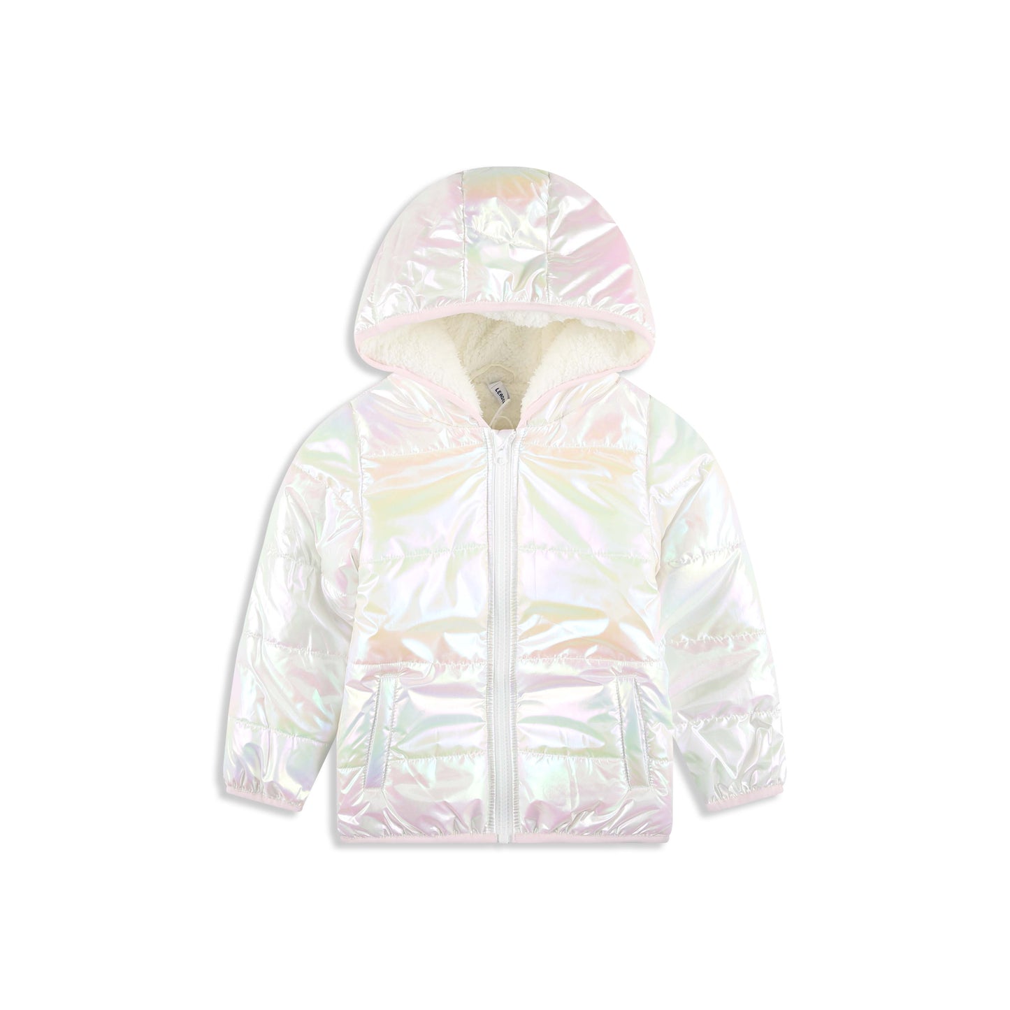 Iridescent Rainbow Puffer Jacket 056 White / 2Y