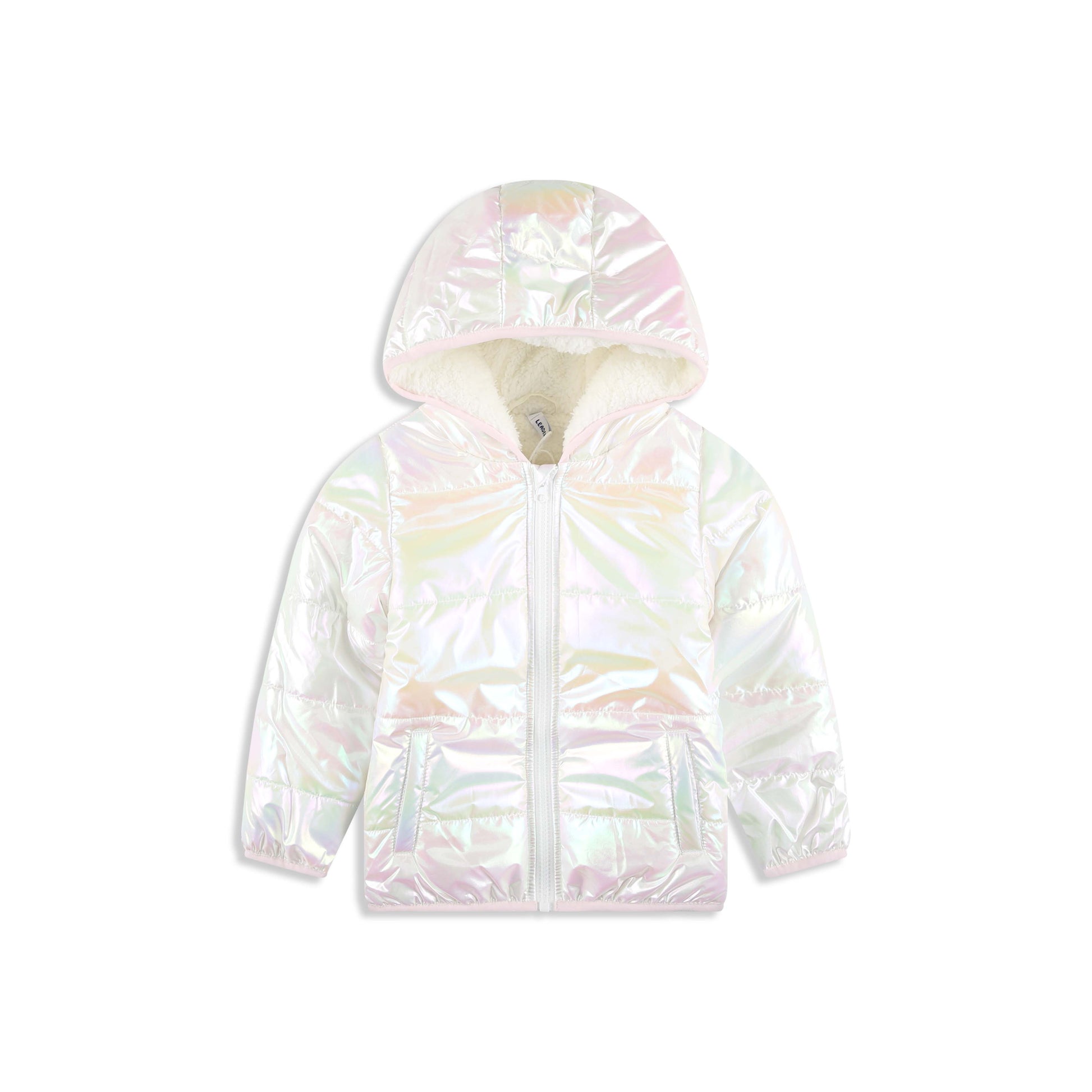 Iridescent Rainbow Puffer Jacket 056 White / 2Y