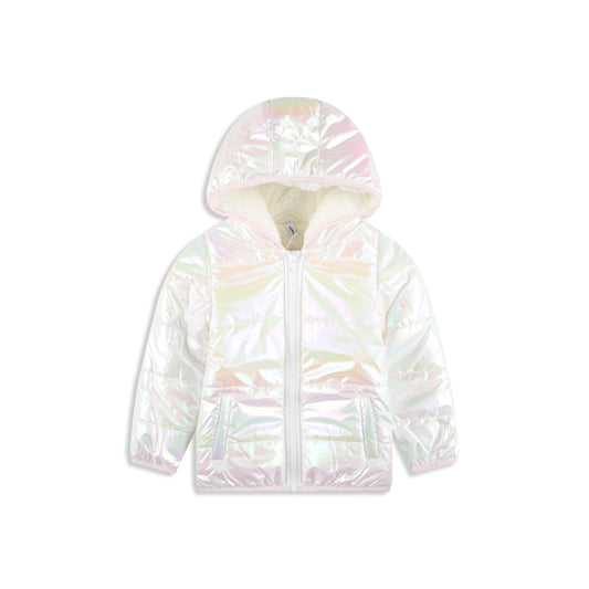 Iridescent Rainbow Puffer Jacket 056 White / 2Y
