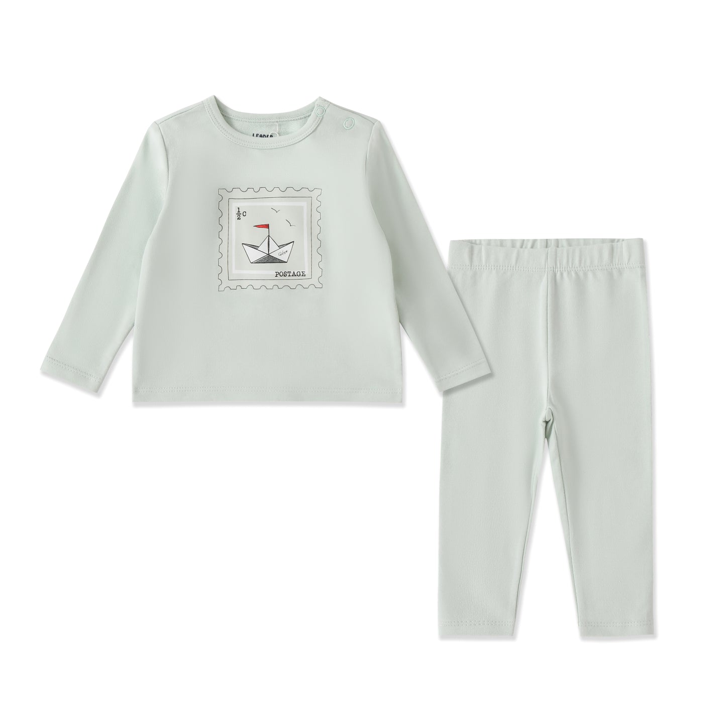 Postcard Print Long-Sleeve Baby Set 110