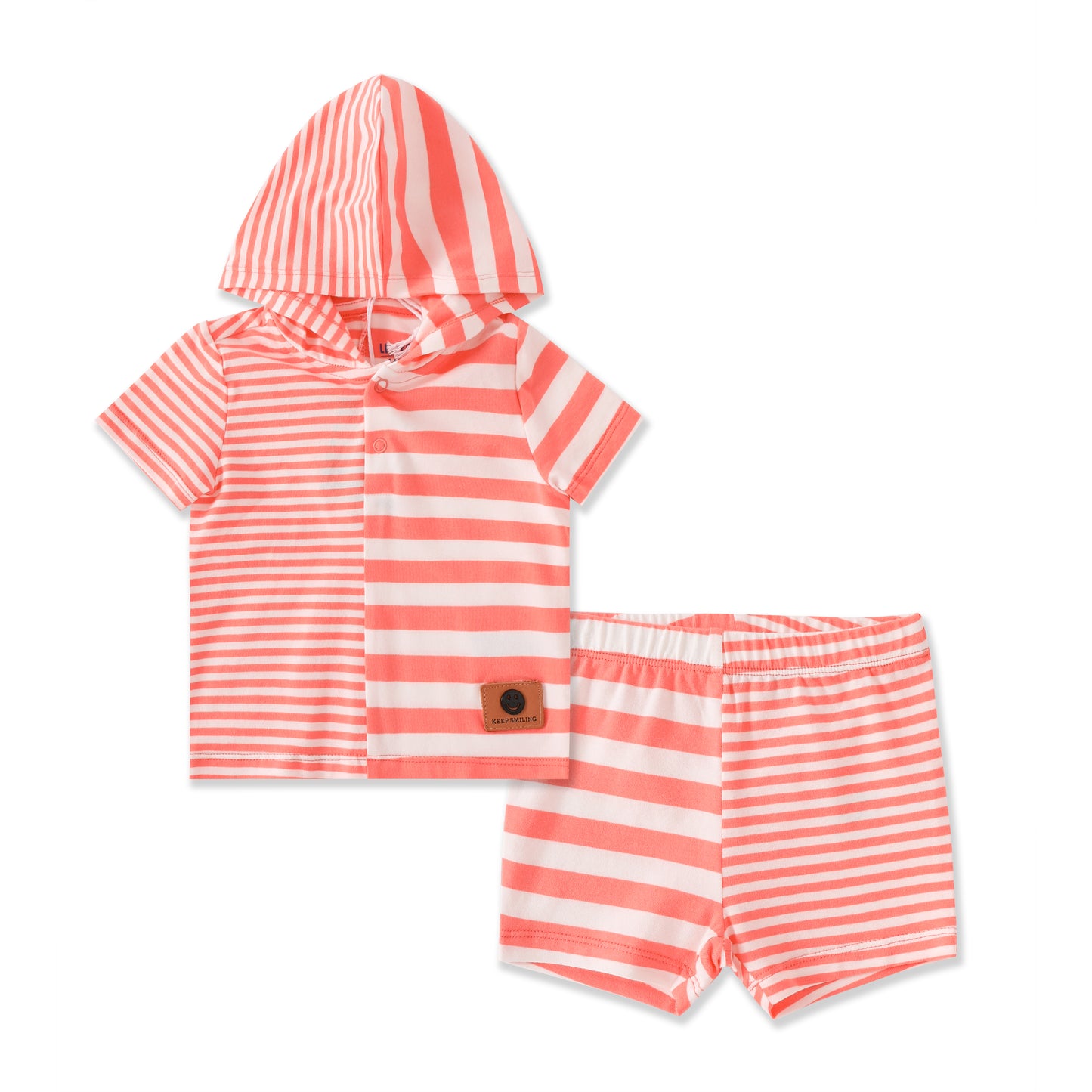 Soft Stripe Hooded Tee & Short Set 159