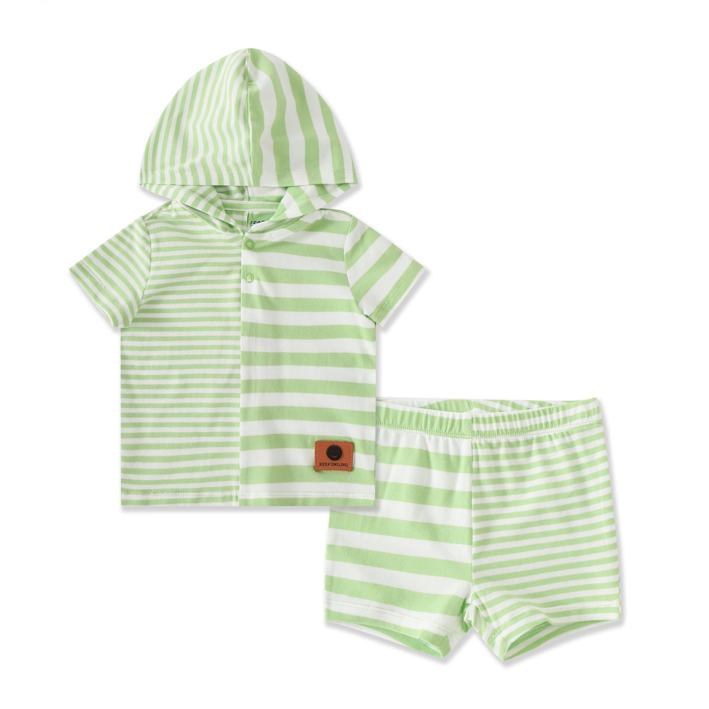 Soft Stripe Hooded Tee & Short Set 159