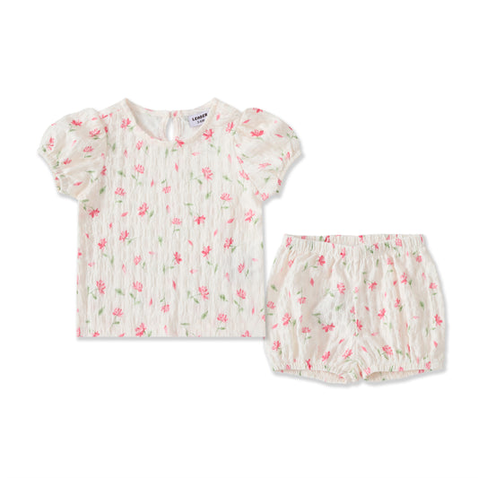 Dainty Print Collection Floral Top & Bloomers Set 132