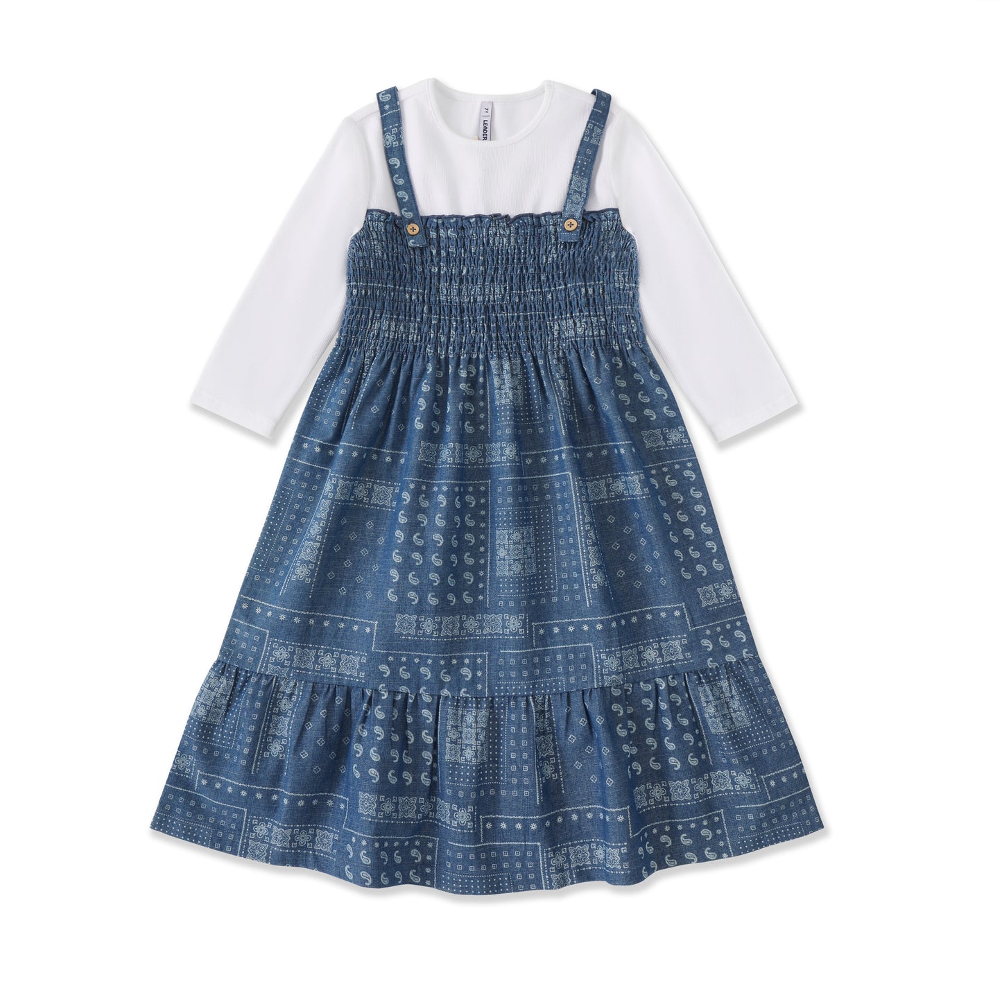 Wildflower Denim Collection Bandana Patchwork Smocked Dress Set 557