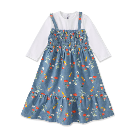 Wildflower Denim Collection Bandana Patchwork Smocked Dress Set 557