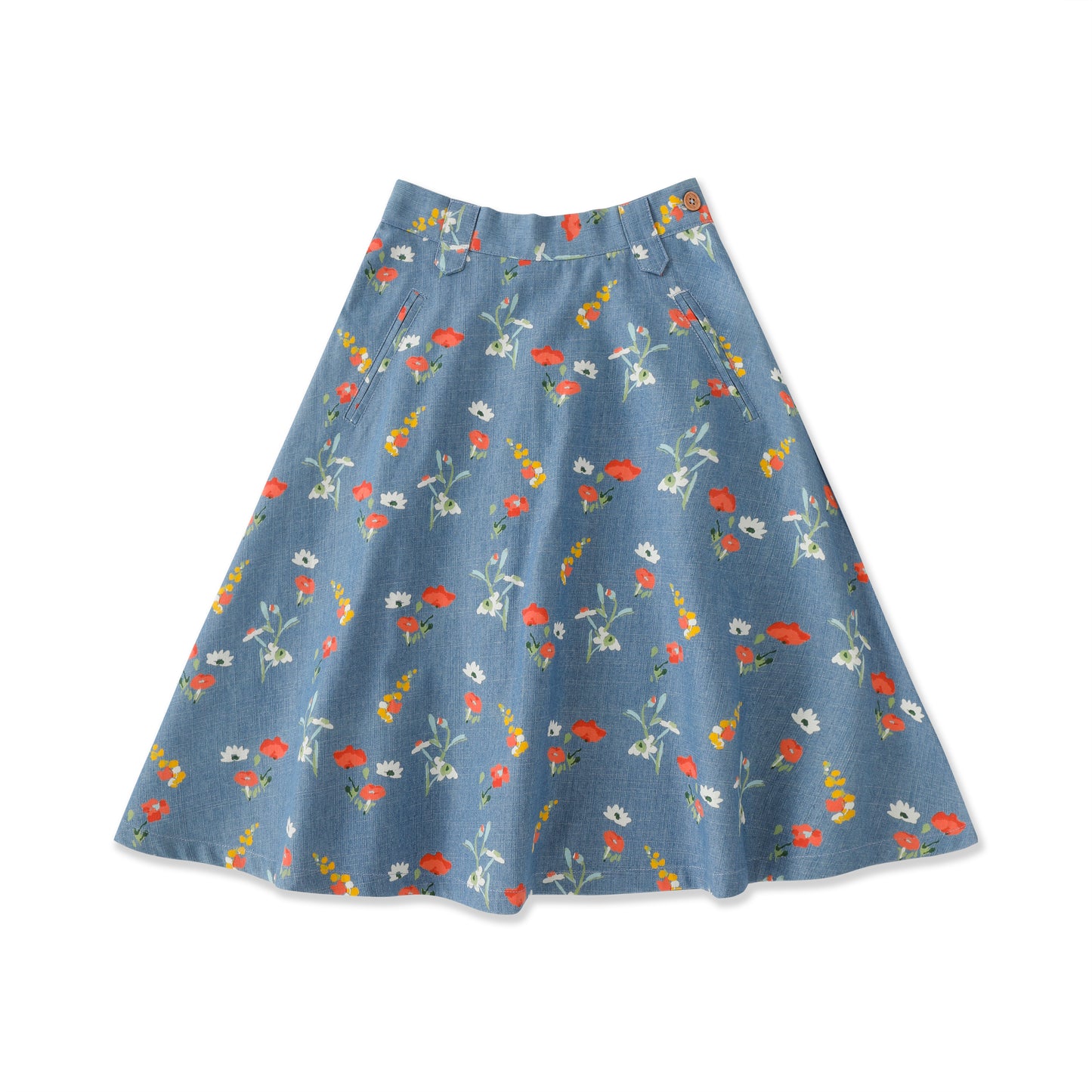 Wildflower Denim Collection Floral Chambray Maxi Skirt 559