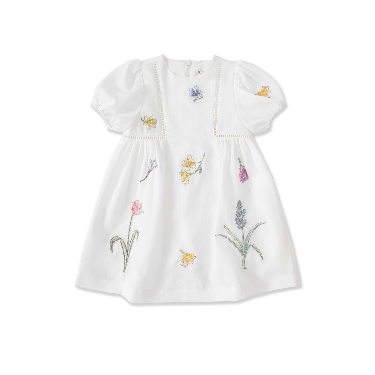 Meadow Moments Embroidered Puff-Sleeve Dress 563