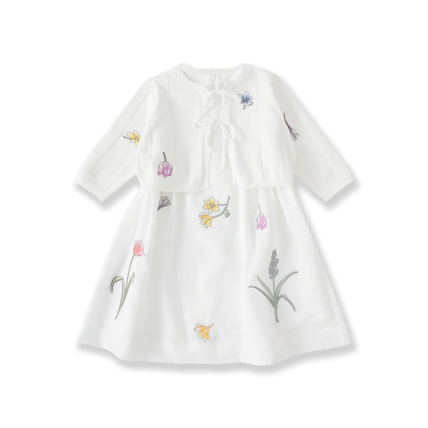 Meadow Moments Embroidered Dress & Cardigan Set 564