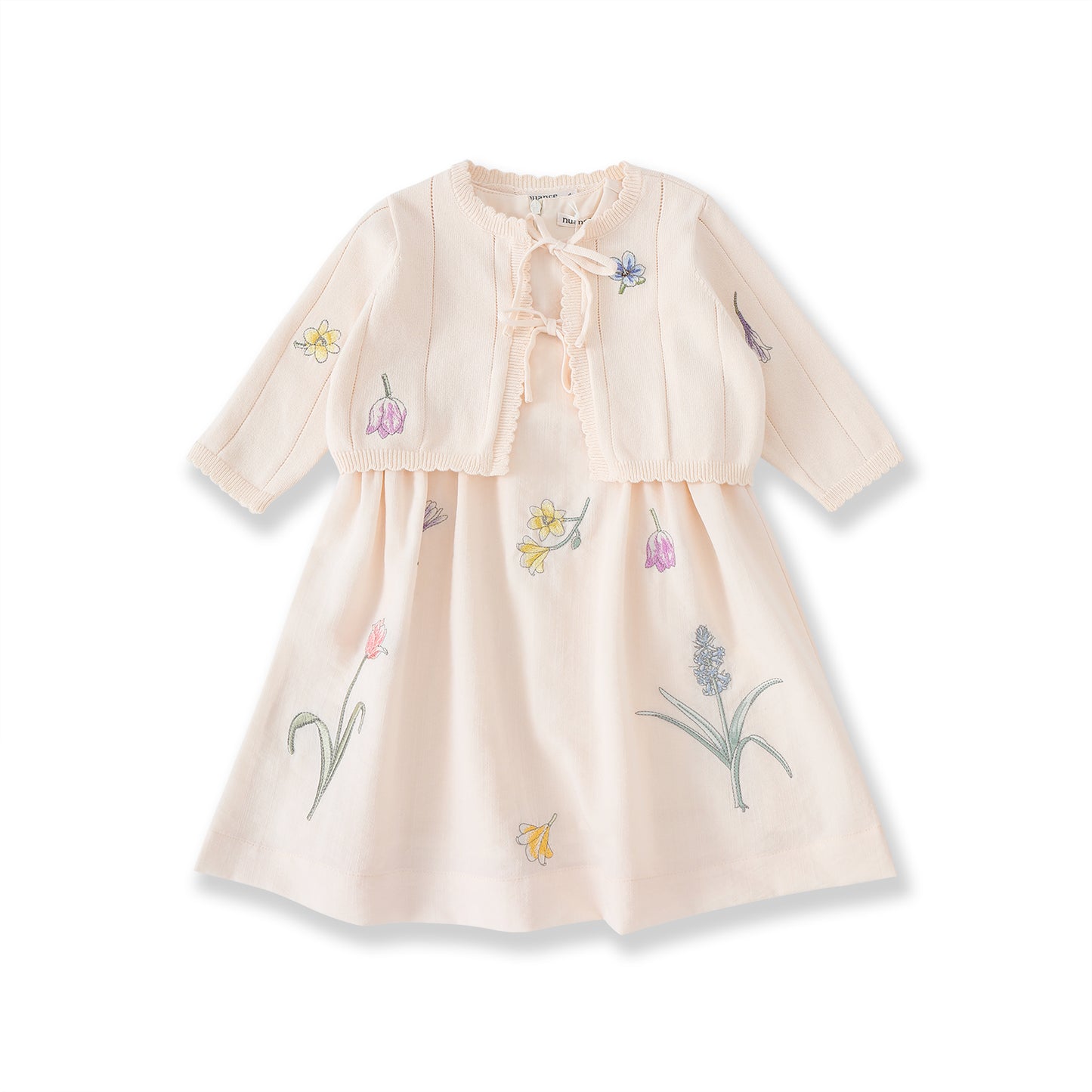 Meadow Moments Embroidered Dress & Cardigan Set 564