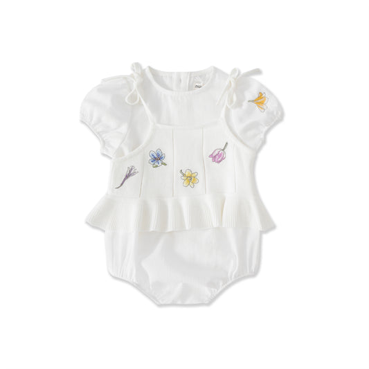 Meadow Moments Floral Embroidered Romper set 566