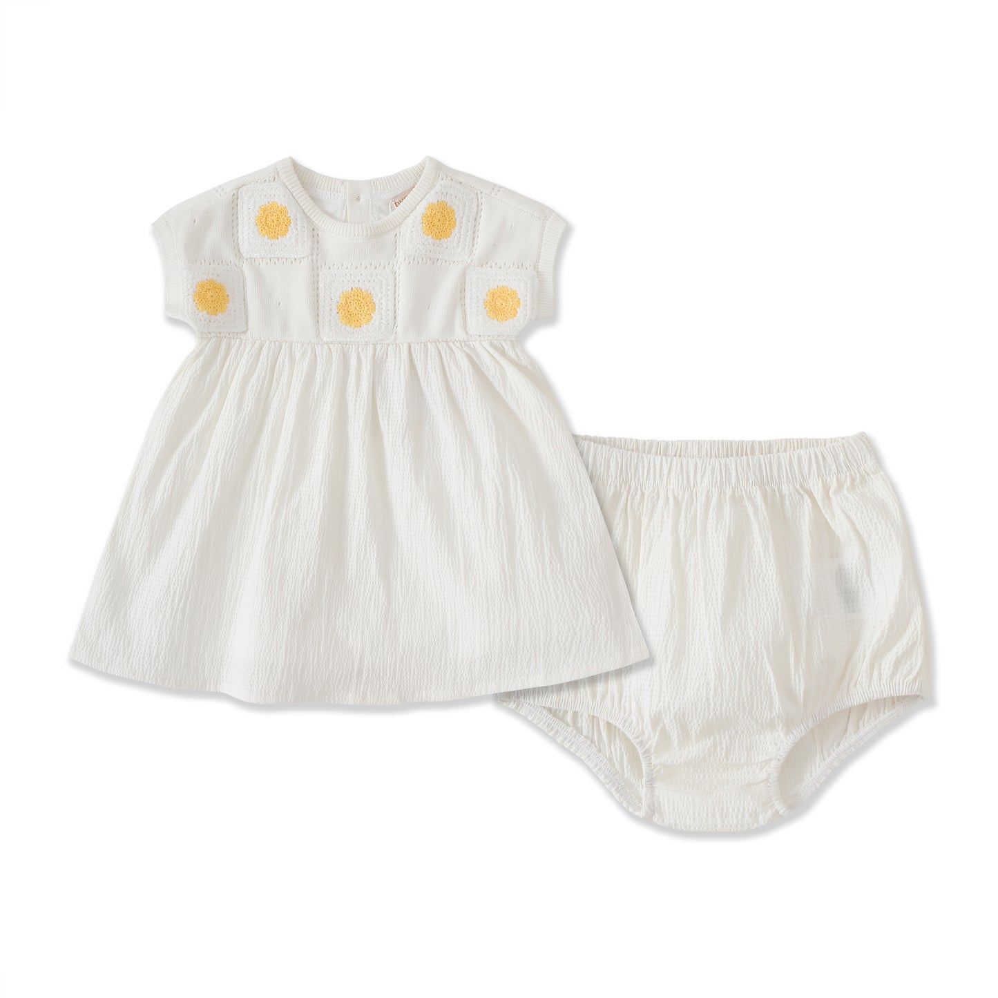 Embroidered Collection Crochet Flower Dress Set 570