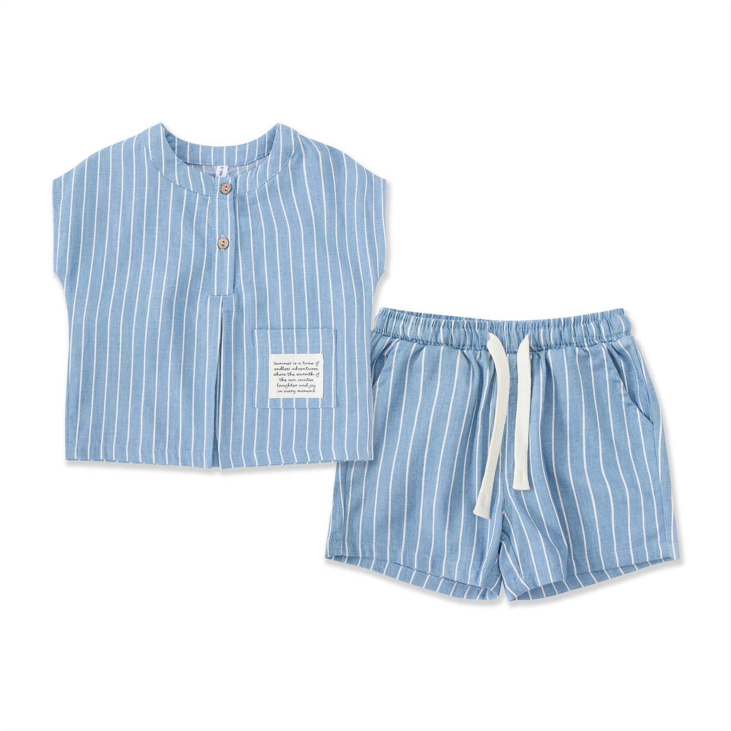 Chambray Days Stripe Shirt & Short Set 006