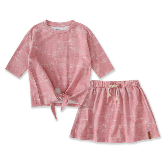Playtime Prints Tie-Front Top & Skirt Set 144