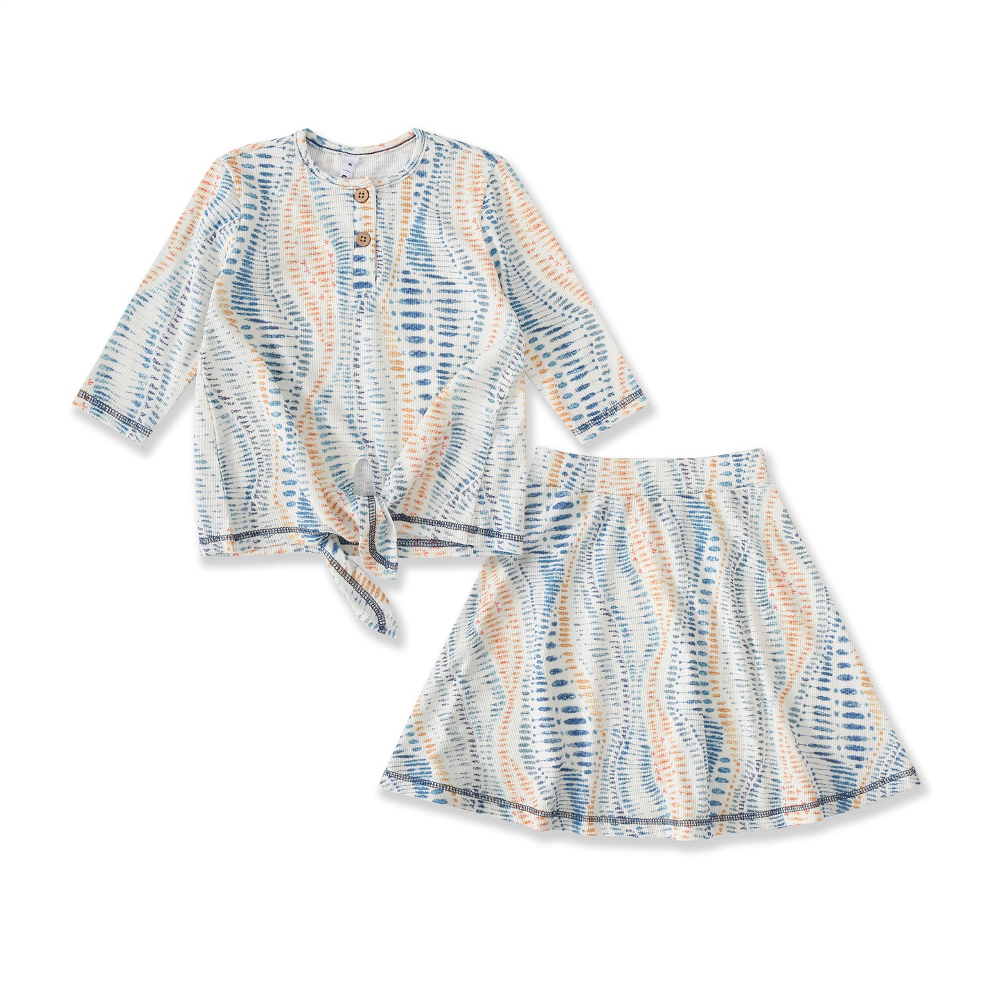 Abstract Print Top and Skirt 134