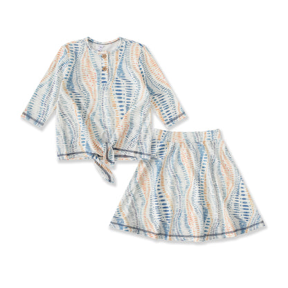 Abstract Print Top and Skirt 134