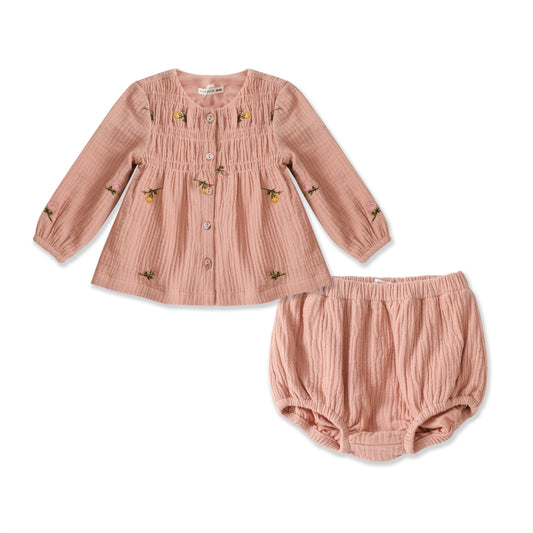 Garden Trellis Embroidered Dress & Bloomers 27032