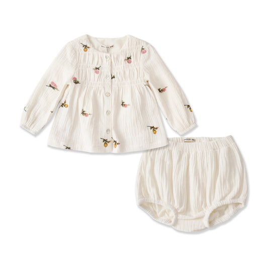 Garden Trellis Embroidered Dress & Bloomers 27032