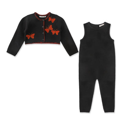 Ivory and Noir Romper & Cardigan 47382