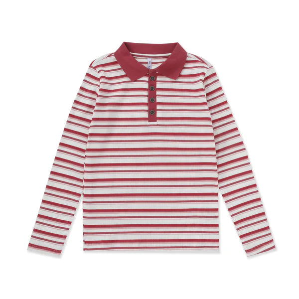 Girls Ribbed  Polo Shirt 093